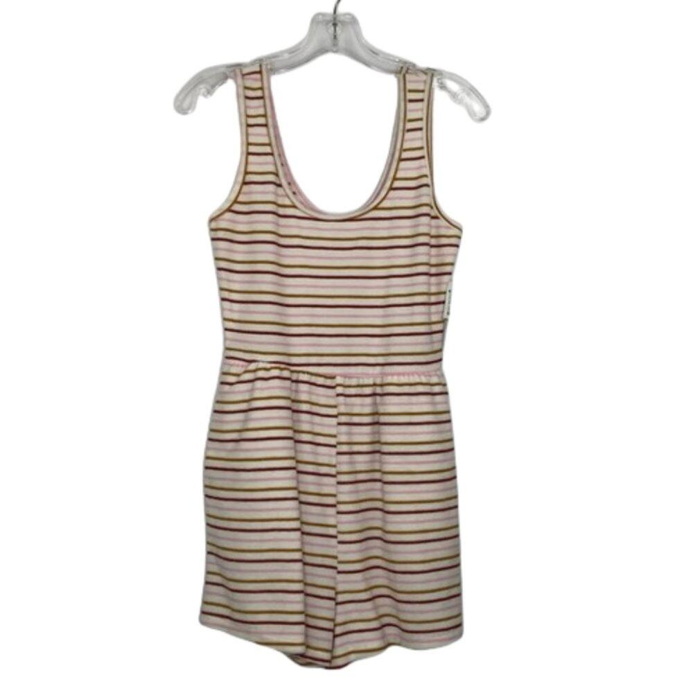 BP Terry White Mara Stripped romper size Small